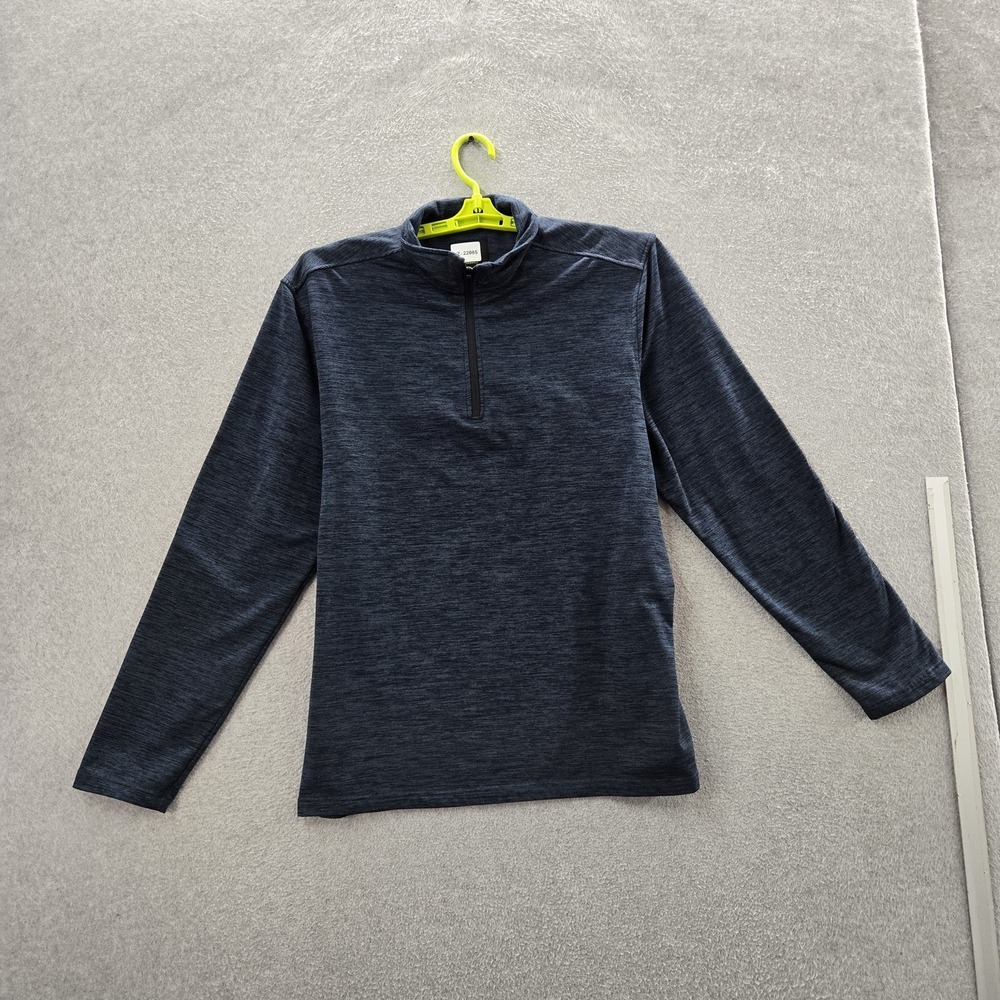 01.ALGO Men Sweatshirt L Blue Quarter Zip Activewear Zipper Long Sleeve‎